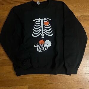 Black Halloween Pregnancy Skeleton Crewneck Sweatshirt